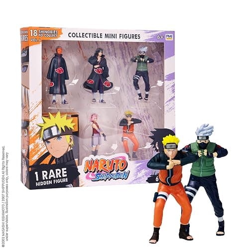 P.M.I. Naruto Shippuden Collectible Mini Figures 6 Pack Deluxe Box | Anime Action Toy Set Featuring Team 7 Ninjas, Akatsuki, Legendary Sannin & Rare Shinobi (Assortment A) - Image 1