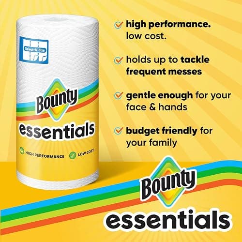 Bounty Essentials Select-A-Size Paper Towels, 6 Double Rolls, White, 108 Sheets Per Roll thumbnail 2