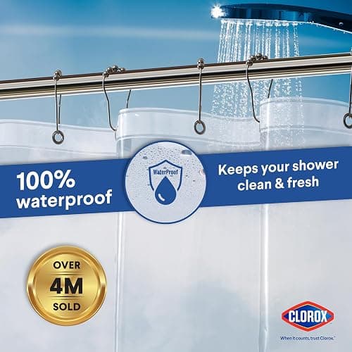 Clorox Shower Curtain Liner, Premium Medium-Weight Durable Waterproof 6g PEVA for Bathroom with Weighted Magnets, Extra Long 54" x 78", Clear 1 Pack thumbnail 6