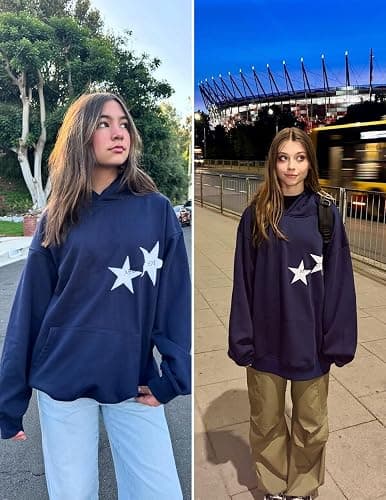 Aelfric Eden Star Hoodies Y2k Oversized Graphic Hoodies Aesthetic 90s Crewneck Sweatshirt Long Sleeve Pullover Tops thumbnail 2