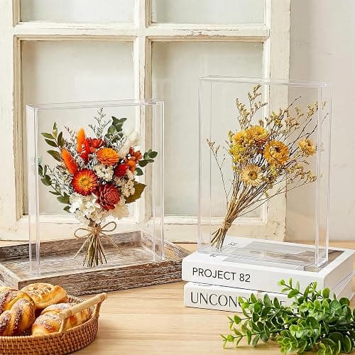 2 Pcs Acrylic Shadow Box, Shadows Box DIY Frames Tabletop/Wall Mount Assembly Cases, Clear Acrylic Display Cases for Crafts Display Wedding Memory Dried Flower Book Shop Decor (8 x 10'') thumbnail 2
