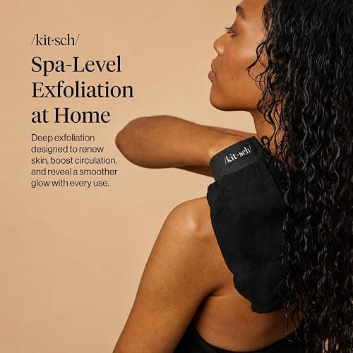 Kitsch Deep Exfoliating Gloves - Black | Korean Exfoliating Mitt and Deep Exfoliating Body Scrubber for Shower Bath, Dead Skin Remover, Skin Care for Smooth Skin thumbnail 2