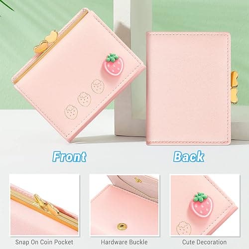 YINHEXI Wallet Card Holder, Small Bifold RFID Blocking Purse, Cute Small Leather Pocket Wallet for Women, Girls, Ladies (Baby Pink) thumbnail 5