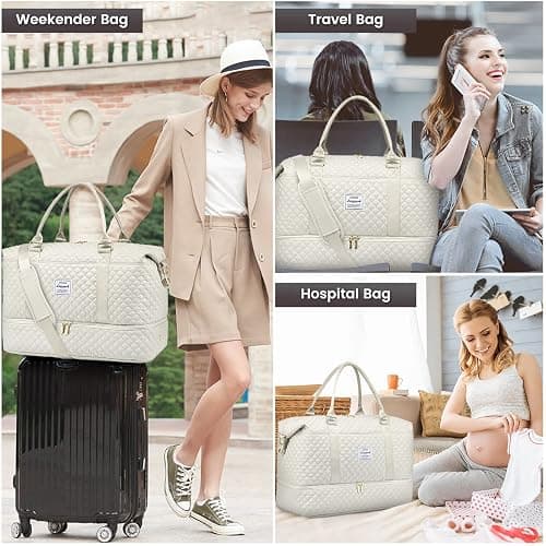LOVEVOOK Travel Duffle Bag,Weekender Bags for Women with Shoe Compartment，Carry on Overnight Bag with Toiletry Bag,Gym Duffel Bag with Wet Pocket, Hospital Bags for Labor and Delivery thumbnail 6