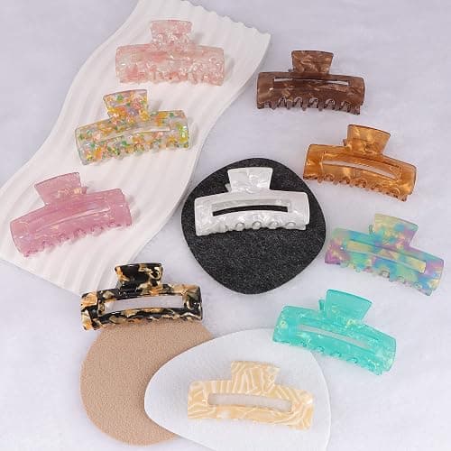 HAYHOI 10 Pcs Hair Claw Clips, Marble Tortoise Acrylic Large Hair Claw Clip Thick Thin Hair, Cute Butterfly Hair Barrettes Pins, Aesthetic Styling Accessories ,Brown Opal Pink, 10.0 count, Pack of 10 thumbnail 7