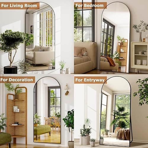 GLSLAND-34x76 inch Wall Mount Arched Full Length Mirror-Aluminum Alloy Frame High Definition-Full Body Mirror for Bedroom or Living Room,Black thumbnail 9