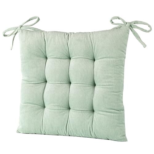 HLOVME Corduroy Chair Cushion with Ties Ultra Soft Warm Floor Cushion for Kids Reading Nook Comfortable Square Seat Cushion for Adult 15.7”x15.7”, Green thumbnail 3