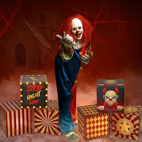 Tenceur 6 Pcs Large Halloween Creepy Carnival Decorations Circus Clown Box Outdoor Decorations Horror Circus Party Boxes Carnival Circus Theme Party Decorations for Horror Haunted House Supplies thumbnail 2