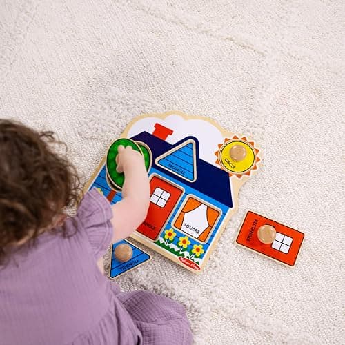 Melissa & Doug First Shapes Jumbo Knob Puzzle, Wooden Peg Puzzle for Toddlers, Educational Toy for Shape Recognition and Fine Motor Skills, Ages 1+ thumbnail 8