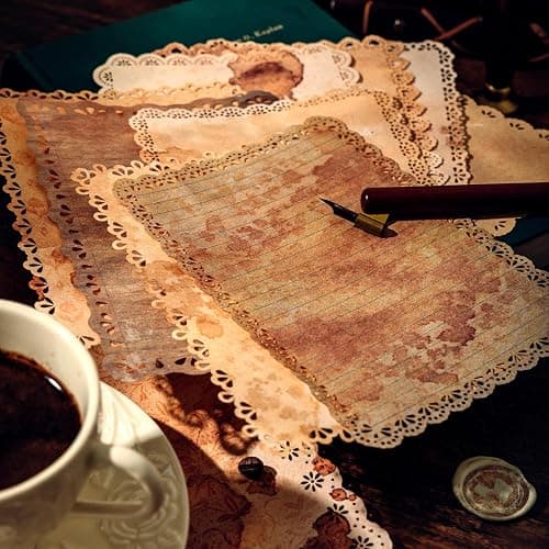 60 Sheets Lace Edged Scrapbook Stationery Paper Assorted Set - 6 Pack Vintage Paper for Letter Writing Scrapbooking Embellishments Planner Bullet Junk Journal Supplies Collage Background 4.9x6.9 Inch thumbnail 2