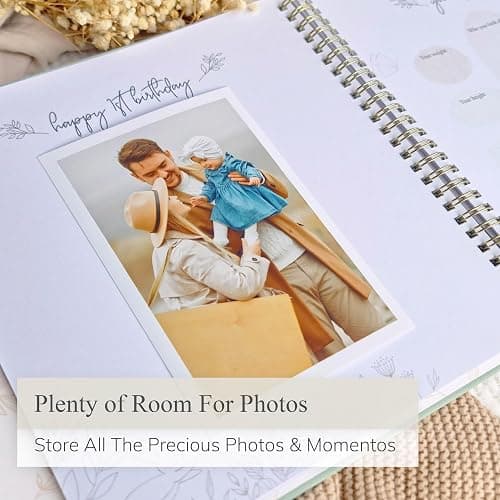 Baby Book Keepsake Boy or Girl Timeless Baby Memory Book First 5 Years for Baby Shower Gender Neutral Baby Scrapbook New Mom Gift Baby Journal from Birth to Age 5 Milestone Book Sage Green thumbnail 9
