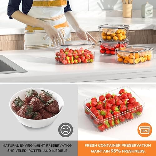 40 PCS Food Storage Containers with Lids Airtight (20 Containers & 20 Lids), Plastic Storage Meal Prep Container-Stackable 100% Leakproof & Microwave Organization and Storage Sets, Lunch Containers thumbnail 5