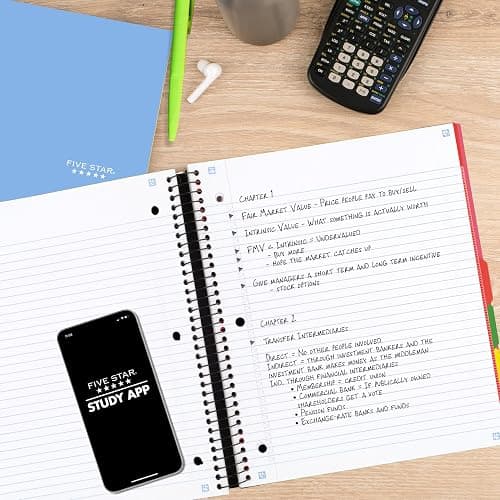 Five Star Advance Spiral Notebook + Study App, 5 Subject, 8.5" x 11" College Ruled Paper, 200 Sheets, Spiral Guard, Movable Tabbed Dividers, Prom Pink (820013R) thumbnail 4