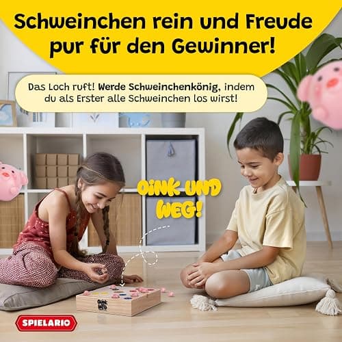 Spielario OINK und Weg | Schweinchen Spiel Holz | Das lustige Familienspiel für zwischendurch | Big Hole Schweinchenspiel | Mehr Spannung durch taktisches Würfeln | Schweine Spiel als Geschenk thumbnail 5