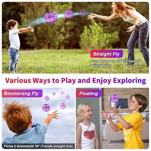 Hoofun Boomerang Hover Ball - 2024 Flying Orb Ball Toys with RGB Lights, 360° Rotating Flying Spinner Mini Drone, Magic Ball Toy, Cool Stuff for Boys Girls Teenager(Purple) thumbnail 5