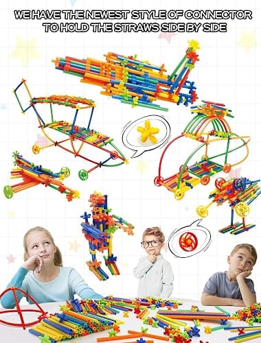 600PCS STEM Building Toys, Straw Constructor Toys Up Grade Engineering Building Sets for Kids Develops Motor Skills and Logic Thinking, Fun Educational Toy Great for Gift thumbnail 4