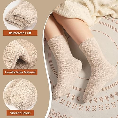 floconssy Fuzzy Socks for Women Gifts, Fluffy Cozy Plush Soft Slipper Socks for Fall Winter Christmas Warm Sleeping Home 5/6 Pairs thumbnail 5