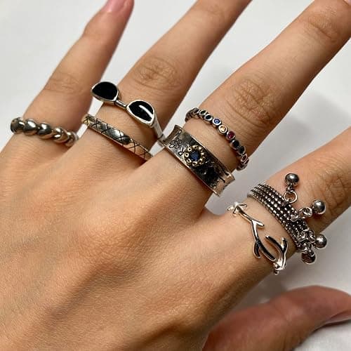 CH.yishi Handmade 925 Sterling Silver Ring Adjustable Stacking Ring Vintage Statement Ring Personalized Jewelry for Women & Men thumbnail 5