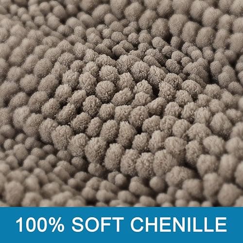 Non Slip Thick Shaggy Chenille Bathroom Rug Mat Set Extra Soft and Absorbent Striped Floor Rugs, 2 Piece, Machine-Washable thumbnail 3
