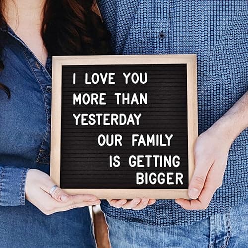 Veskaoty Felt Letter Board with 294 Letters, 10 x 10 Inch, Black & Wood | Changeable Message Board, Wooden Frame, Wall Mount, Numbers, Symbols, Baby Pregnancy Announcement Sign, Classroom Decor thumbnail 2