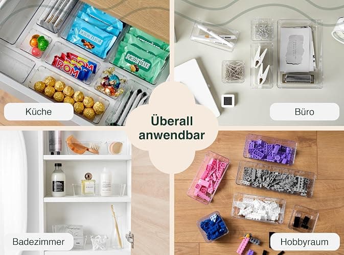 uandu Schubladen Organizer, 25er Set, Schreibtisch Organizer, Küchen Organizer, Organizer Schubade, Schminktisch Organizer, Make up Organizer, Schubladentrenner, Badezimmer Organizer, Organizer Küche thumbnail 5