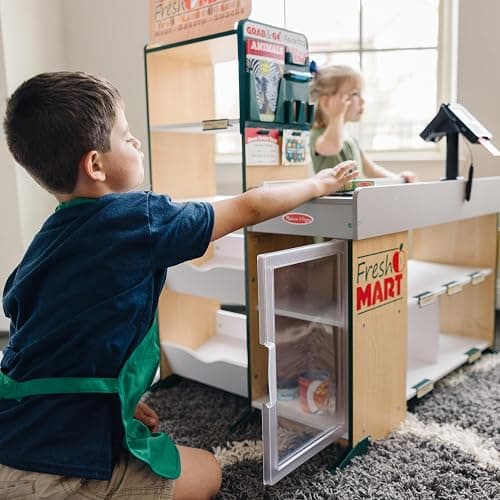Melissa & Doug Freestanding Wooden Fresh Mart Grocery Store - FSC Certified - Grocery Store thumbnail 7