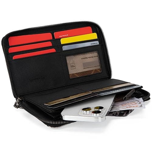 Montana West × Wrangler Wristlet Western Wallet Boho Aztec Credit Card Holder for Women - 2203A Black thumbnail 6
