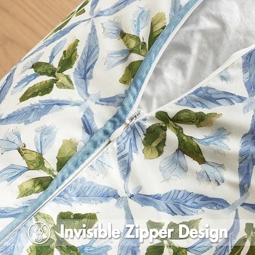 MIULEE Floral Decorative Pillow Covers Set of 2,Block Print Throw Pillow Covers Outdoor Boho Farmhouse Vintage Coastal Summer Accent Cushion Covers for Couch paito Garden Sofa 18x18 Inch, Blue-Green thumbnail 7