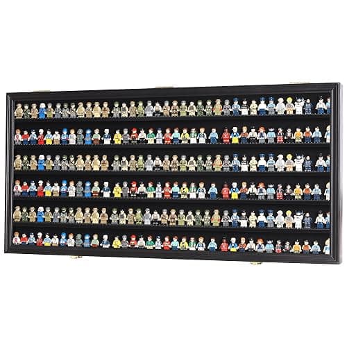 DisplayGifts Toy Minifigures Miniatures Display Case Frame Wall Cabinet Stand 200 Toys Dust Protection Black - Image 1