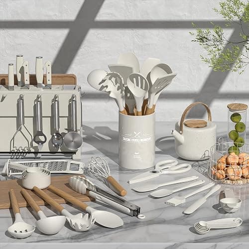 Umite Chef Food Grade Thickened Silicone (Stainless Steel Core) Kitchen Gadgets Tools Set - Kitchen Cooking Utensils Set, Heat Resistant Kitchen Spatula Tools Set thumbnail 2