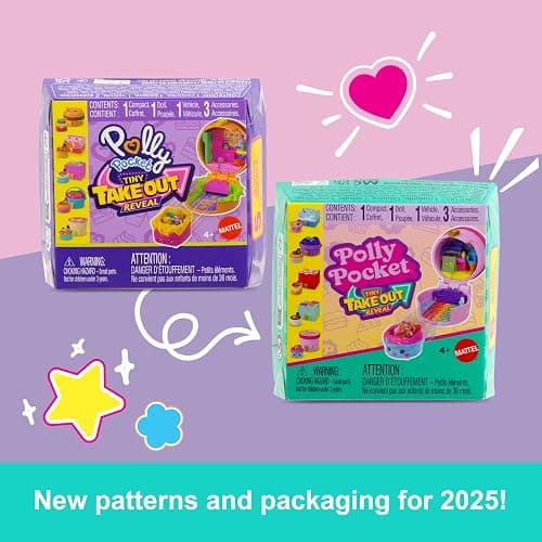 ​Polly Pocket Micro Dolls & Compacts with Toy Cars, Food Theme Vehicle Collection, Tiny Take Out Reveal Assortment with Surprises thumbnail 6