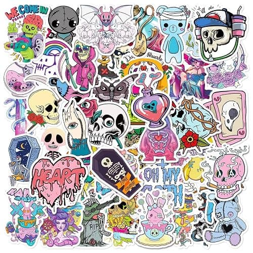 200 Pcs Horror Goth Decor Stickers Bulk.Goth Accessories.Cool Skull Horror Stickers Pack for Adults Mens Teens Girls.Dark Halloween Gothic Stickers Decals for Car,Water Bottles Kindle thumbnail 4