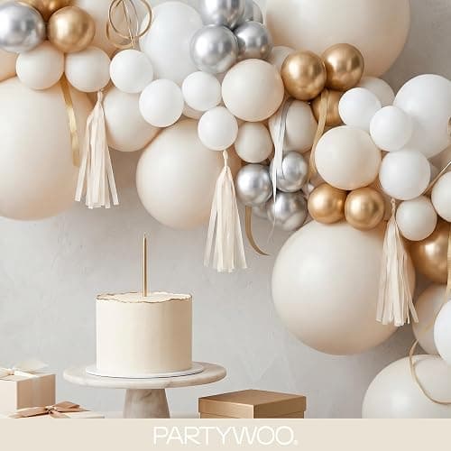 PartyWoo White Sand Balloons 140pcs Off White Beige Cream Ivory Color | Different Sizes of 18 12 10 5 Inch Balloons for Wedding Birthday Graduation Anniversary Party Decorations White-F12 thumbnail 8