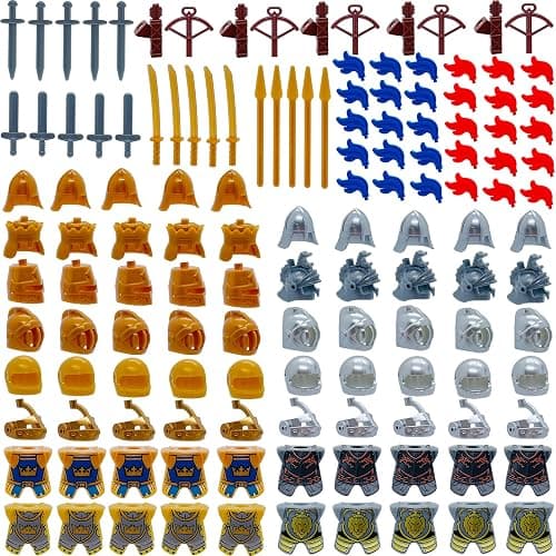 Miutrue Medieval Knight Weapons Pack Accessories Set Building Block Toy Armor Helmet Shield Bow Arrow Designed for Mini Figures Gift for Kids Boys Grils Building Kits Toys thumbnail 4