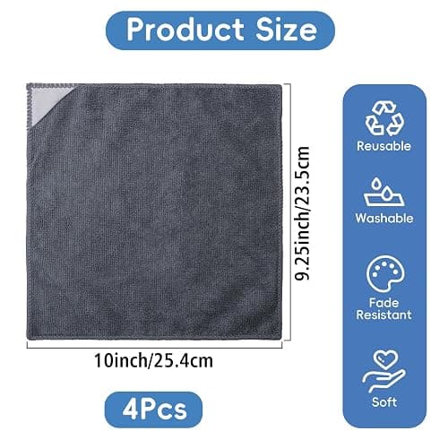 GoClimber 4 Pack Magnetic Microfiber Cleaning Cloth, Dry Erase Erasers Cleaner for Whiteboards, Blackboards, Chalkboards, Glassboards, Home, Office, School, Gray, 10'' x 9.25'' thumbnail 2