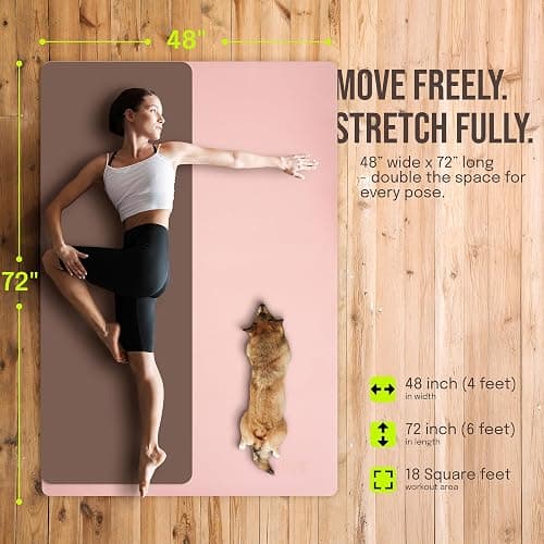 Gogokiwi Large Yoga Mat (6'x4') – 1/4" & 1/2" Thick Exercise Mats for Home Workout, Extra Wide Workout Mats for Home Gym, Yoga, Pilates, Stretching, Floor & More thumbnail 3