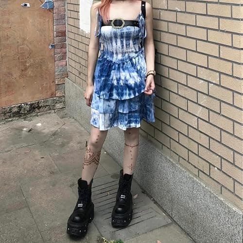 AZAGNEEM women platform Goth Ankle Boots with Studded Buckle Lace up Chunky Block Heels Lug Sole Punk Motorcycle Combat Boots Round Toe Waterproof Chunky Wedge Heel Rave Short Booties thumbnail 2