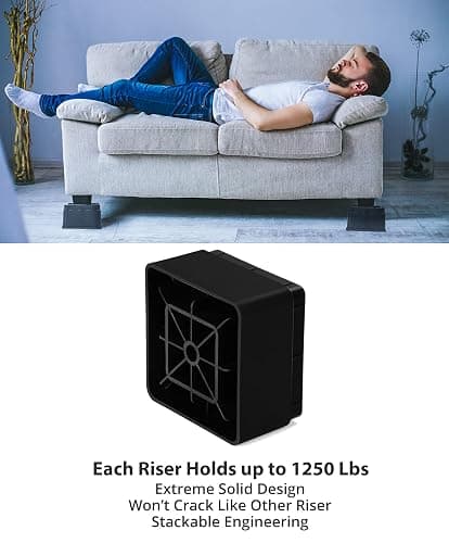Utopia Bedding Bed Risers 2 Inch - Pack of 8 - Adjustable Furniture Risers 2 & 4 inch - Anti Slip Foam & Rubber Pad - Stackable Bed Lifts Risers Heavy Duty for Sofa, Bed, Table, Couch & Chair (Black) thumbnail 7