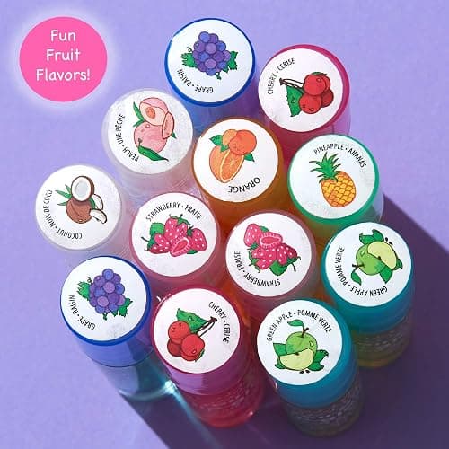 Expressions girl 12pc Roll On Lip Gloss Set with Carrying Case, Glossy Lip Make-up for Kids and Teens - Fruity Flavors, Non Toxic, Kid Friendly, Party Gift, Best Friends - 12 Pack Flavored Lip Gloss thumbnail 8