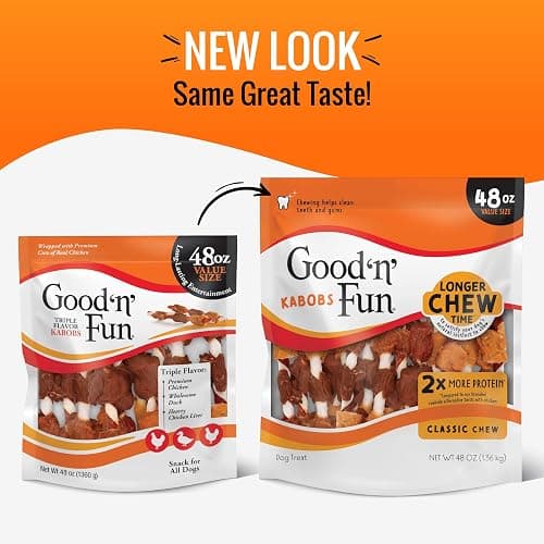Good 'n' Fun Kabobs Long-Lasting Dog Treat Made With Real Protein, 48 oz | Premium Chicken, Pork and Beef Hide Chew, Supports Dental Health and Mental Stimulation, For Adult Dogs thumbnail 3