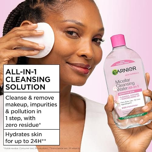 Garnier Micellar Water 700ml, All-in-One Face Cleanser & Makeup Remover | Gentle Face and Eye Makeup Remover Suitable For All Skin Types Even Sensitive Skin, Soothing Formula, Dermatologically Tested thumbnail 3