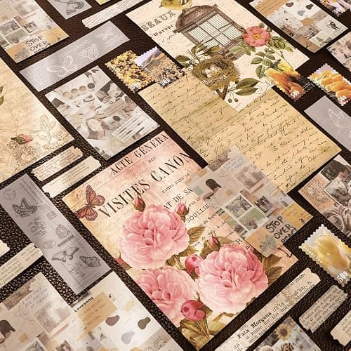 300PCS Vintage Scrapbooking Supplies Scrapbook Paper Journaling Kit Aesthetic Decorative Craft DIY Stickers Kits for Bullet Journaling, Junk Journal, Retro Crafts(Vintage) thumbnail 7