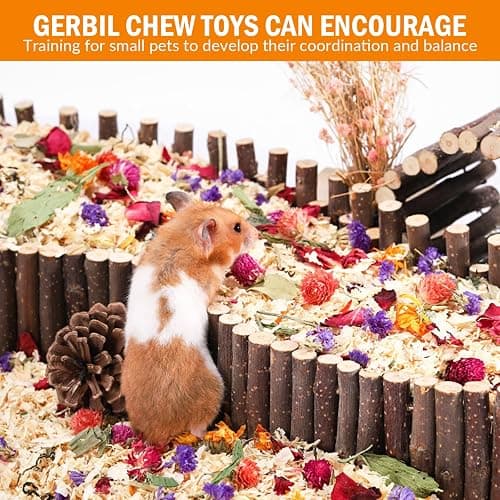 3 PCS Hamster Suspension Bridge Toy, Reptile Hideout Bendable Wooden Bridge 50cm Natural Hideout Molar Chew Toys Toy Wood Ladder Reptile Tank Habitat Decor Wooden Hiding Hut thumbnail 4