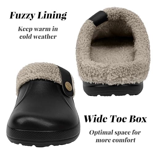 ChayChax Women and Men Fur Lined Clogs Memory Foam Warm Fuzzy Slippers Winter Waterproof Indoor Outdoor Slipper thumbnail 6