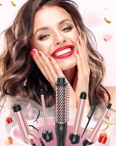 ANIEKIN 5 in 1 Curling Iron Set, Fast Heat Up Curling Wand from 3/8 to 1 1/4 Inch and a Thermal Brush Come with, Dual Voltage Hair Curler for Women All Hair Types and Travel Use, Gifts for Women thumbnail 6