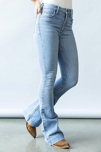 Kimes Ranch Women's Jennifer Ultra-High Rise Wide Flare Dark Wash Blue Jeans thumbnail 2