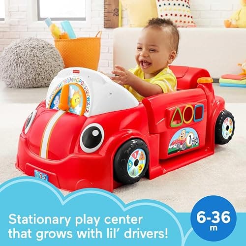 Fisher-Price Baby Toy Laugh & Learn Crawl Around Car Red Activity Center with Educational Music & Lights for Infants Ages 6+ Months (Amazon Exclusive) thumbnail 2