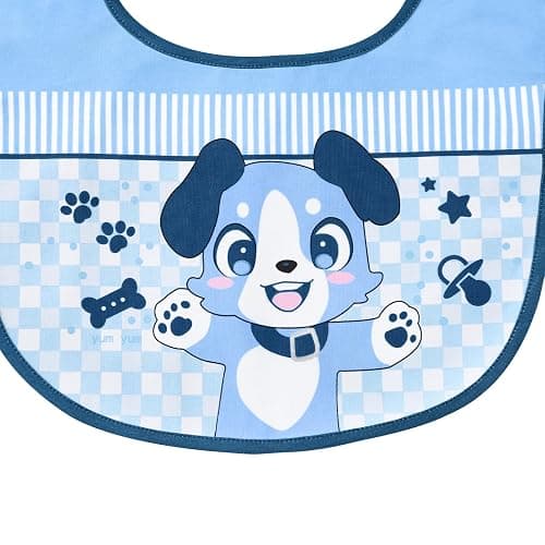 Littleforbig Cotton Waterproof Babydoll Printed Adult Bib with Adjustable Hook-and-Loop Fastener Closure - Little Blue Bib thumbnail 4
