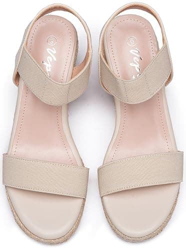 Vepose Women's Open Toe Espadrille Wedge Sandals with Ankle Strap | Dressy casual slip on platform strappy sandals , cute casual summer shoes styling for daily weddings travel thumbnail 8