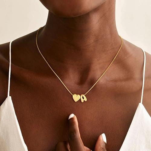Decholly Christmas Gifts for Grandkids Teen Girls - 14K Gold Plated Dainty Heart A-Z Initial Letter Necklace Teen Girls Gift Trendy Stuff Birthday Gifts for 5 6 7 8 9 10 Year Old Girls Gifts thumbnail 2